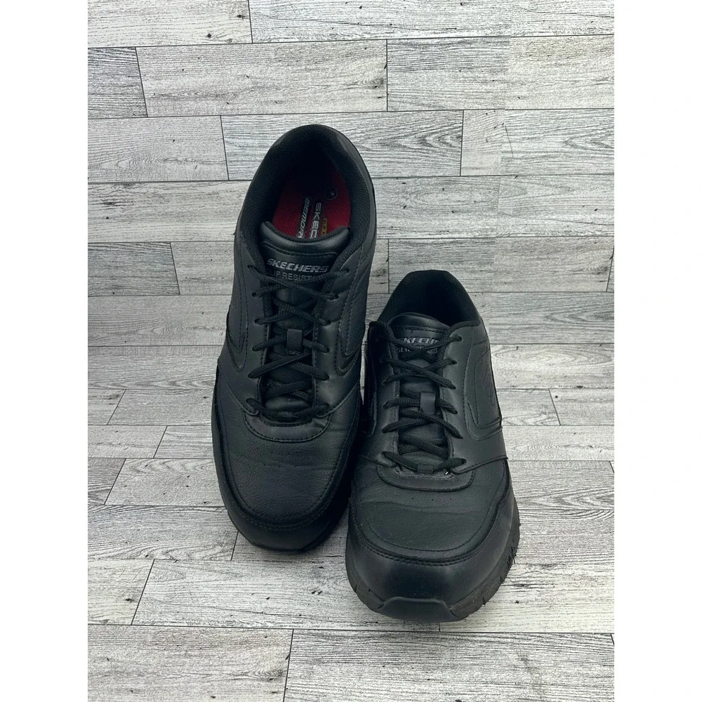 Skechers Work Slip Resistant EH Black‎ Memory Foam Leather Shoes Men US 13